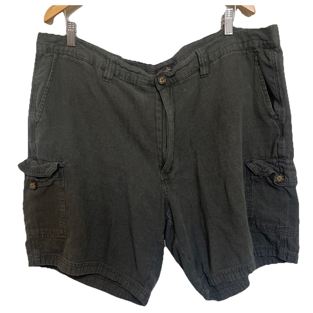 Tasso Elba Mens Cargo Shorts Size 44 Green Hiking Outdoors. 65 Cotton/45 Linen